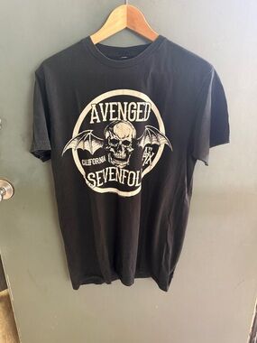 Avenged Sevenfold California Skull Bat Wing Graphic T Shirt Black